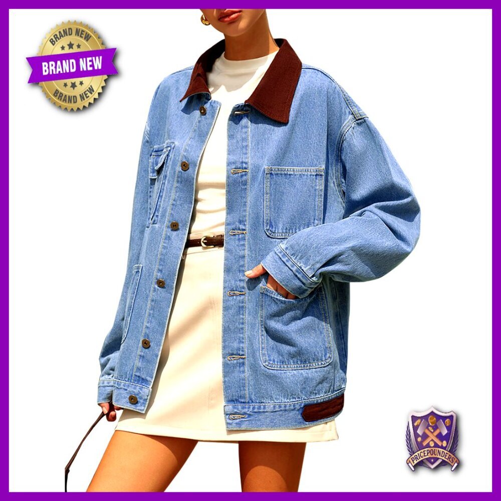 Oversized Denim Jacket Vintage Retro Y2K Chic Button Down Casual Streetwear